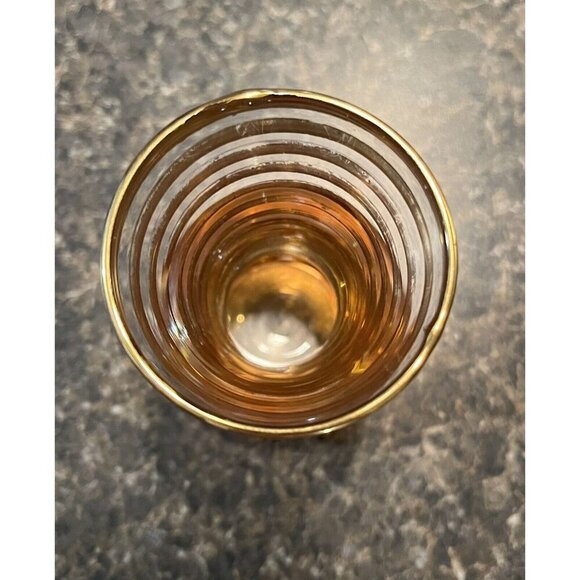 Vintage Carnival Glass Bud Vase 4" Gold with Stripes - Picture 3 of 8